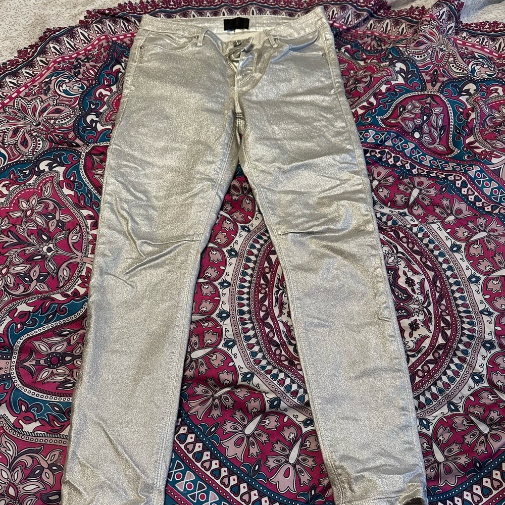 RtA Metallic Skinny Jeans